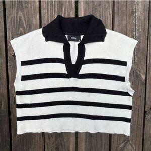 Cider Sleeveless Knit Striped Collared Sweater Vest Tank